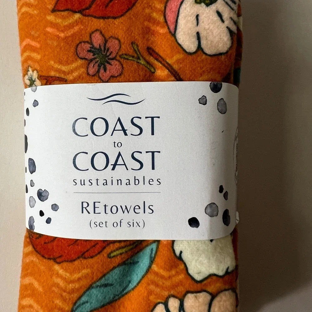 Coast to Coast Sustainables REtowels set of six Soft Cotton Flannel 9 x 11